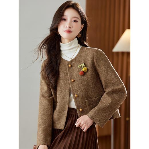 短款毛呢外套时尚显瘦，洋气减龄小香风休闲上衣HR-MJF8660 商品图3