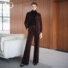AD秋冬灯芯绒套装2025新款干练棕色外套女士通勤职业装保暖直筒裤 商品缩略图2