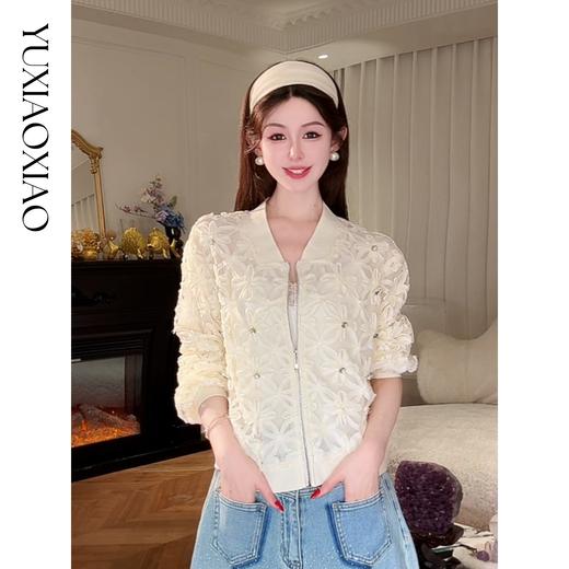 余潇潇【半岛美术馆】华丽轻奢立体镂空花朵修身优雅宽松外套秋季 商品图0