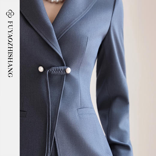 FUYAO扶摇 复古国风西装套装女2025新款新中式盘扣气质西服两件套 商品图2