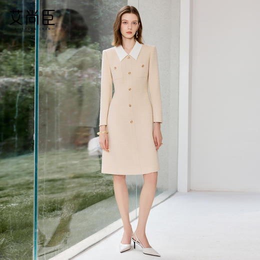 艾尚臣学院风西装连衣裙女秋冬高级感黄色职业装气质女神范套装裙 商品图3