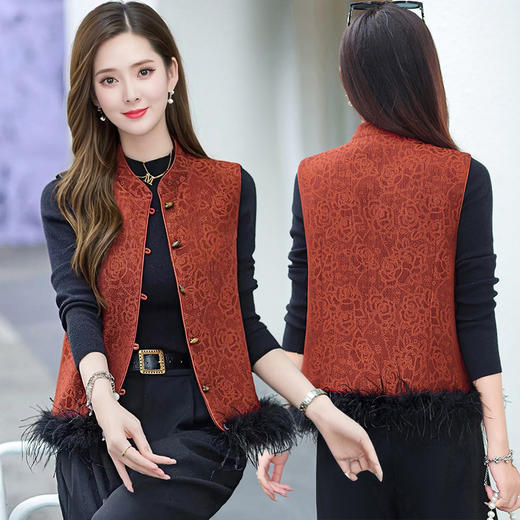 新中式国风夹棉马甲女冬季新款2025年韩版气质时尚优雅妈妈装背心 商品图1