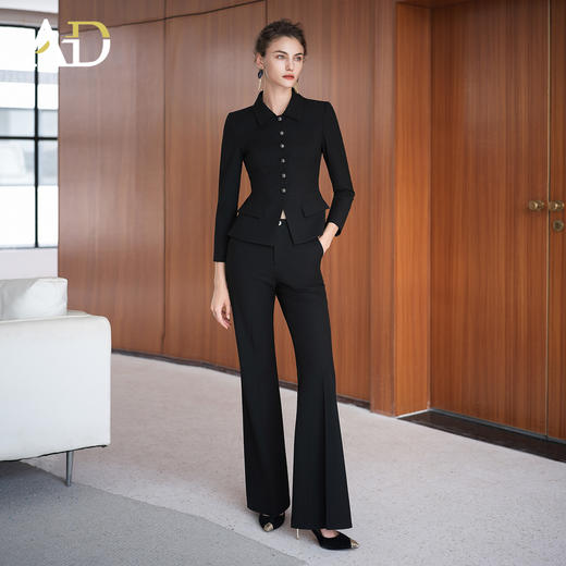 AD高级感穿搭一整套职业装2025新款春秋季黑色套装气质时尚阔腿裤 商品图3