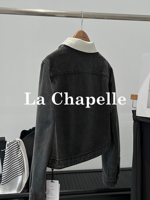 会员福利【精美刺绣牛仔】拉夏贝尔/La Chapelle高级感国风提花刺绣设计感牛仔外套撞色翻领夹克短外套 商品图11