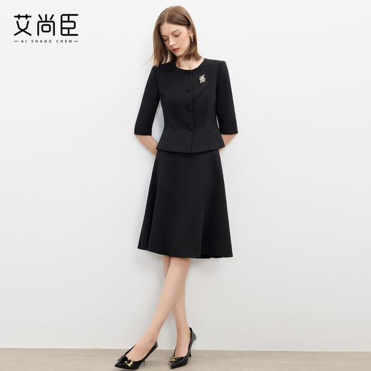 艾尚臣黑色西装套装女新款醋酸高级感西服外套重要场合职业正装秋 商品图4