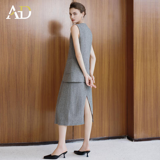 AD灰色羊毛马甲背心女2025新款秋冬高级感内搭呢子套装裙坎肩上衣 商品图4