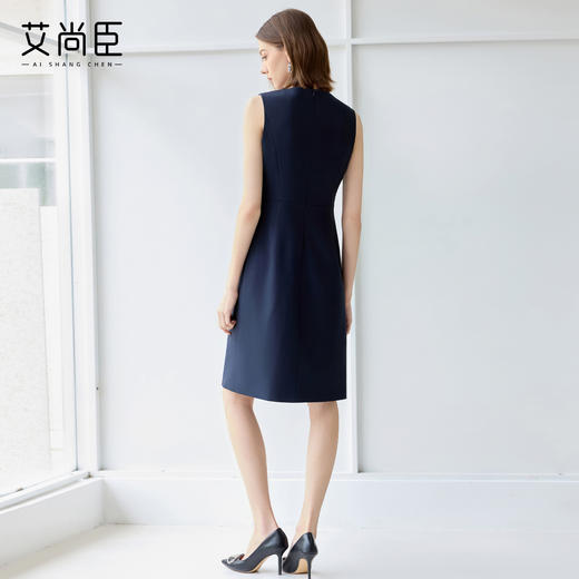 艾尚臣藏青色气质连衣裙女正式场合端庄西装裙轻奢高级感工作服秋 商品图4