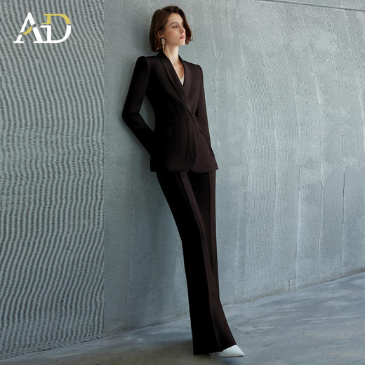 AD气质时尚红色西装套装春秋2025新款百搭通勤职业正装高腰阔腿裤 商品图1