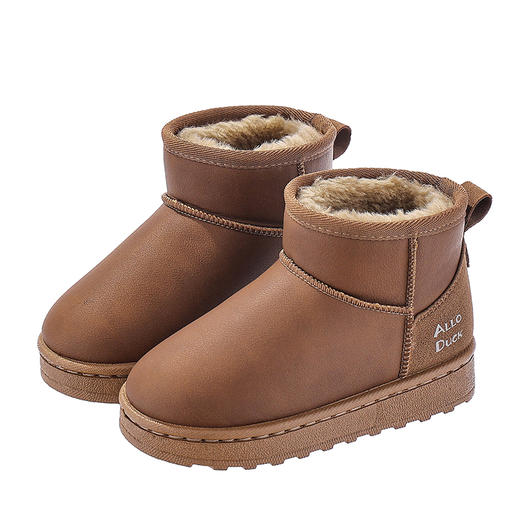 小黄鸭冬季儿童雪地靴防水男女童时尚短靴子宝宝加绒保暖棉鞋小孩防滑靴25-36（尺码偏小拍的一码） 商品图8