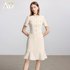 AD米白色小香风日常通勤连衣裙女2025新款夏季前台接待美容院工作 商品缩略图1