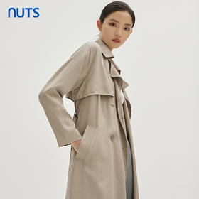 NUTS商场同款春秋纯色韩版简约休闲宽松长款风衣外套女333041049
