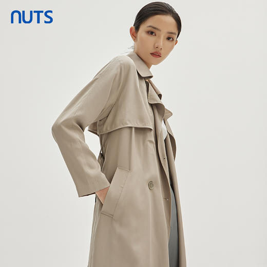 NUTS商场同款春秋纯色韩版简约休闲宽松长款风衣外套女333041049 商品图0