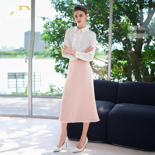 AD独特设计感漂亮白色衬衫女洋气木耳边褶皱长袖2025新款气质小衫 商品图2