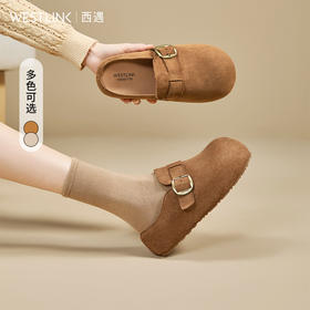 西遇一脚蹬勃肯鞋女2025新款秋季丑萌圆头包头拖鞋增高厚底半拖鞋V0057176