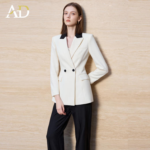 AD高级感白色西装套装女2025新款春秋气质女神范职业装阔腿裤正装 商品图3