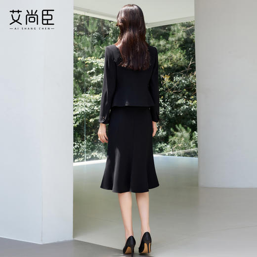 艾尚臣2025新款高级感黑色西装气质优雅正式场合时尚鱼尾裙两件套 商品图4