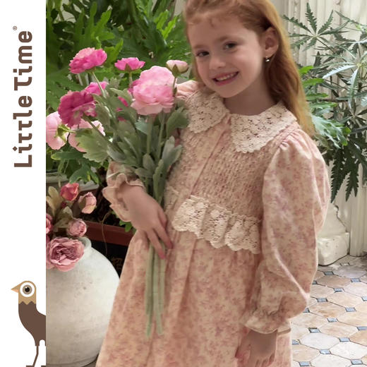 littletime女童连衣裙2025秋冬新款儿童田园碎花娃娃领公主裙 商品图4