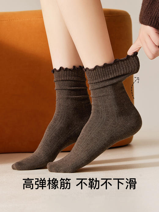 原价29.9 限时折扣19.9元
【体慕】抗菌长袜堆堆袜子女秋纯棉木耳边中筒袜无骨花边咖色 商品图2