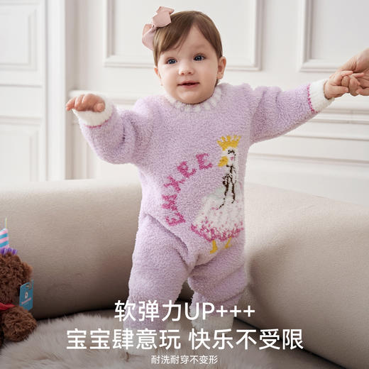 【宝宝服饰】EMXEE嫚熙婴童幸运鹅半边绒连身衣 商品图4