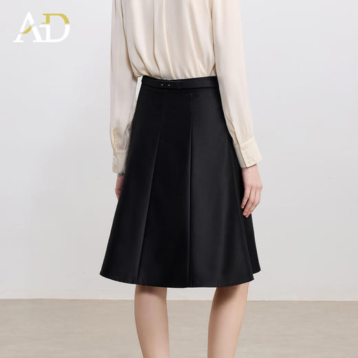 AD黑色皮裙女2025新款高端轻奢气质女神范中长款荷叶边A字半身裙 商品图4