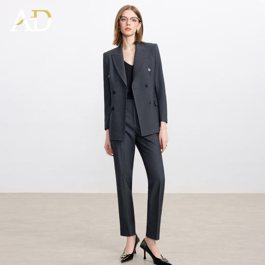 AD羊毛灰色西装套装女2025新款高级感职业装正装西服裤子两件套 商品图3