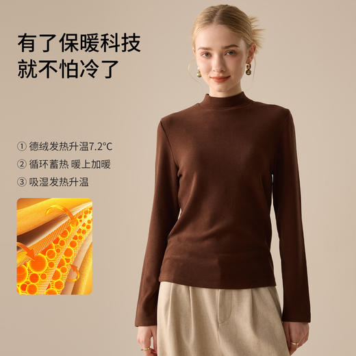 雀说 莱赛尔德绒羊毛打底衫女秋冬新款半高领上衣DRH5112 商品图2