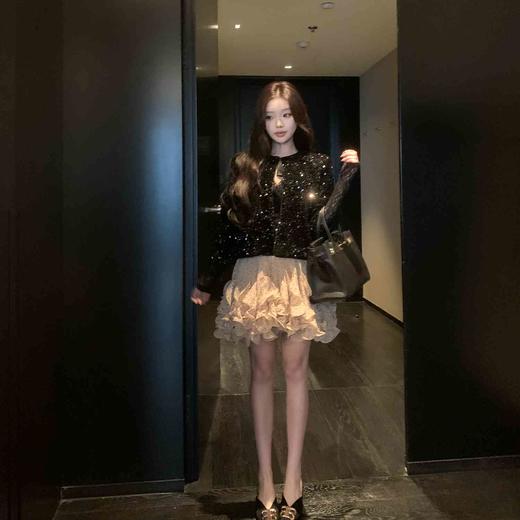 张林超LIN BOUTIQUE 幻彩美人鱼亮片上衣+波点半裙两件套套装新款 商品图2