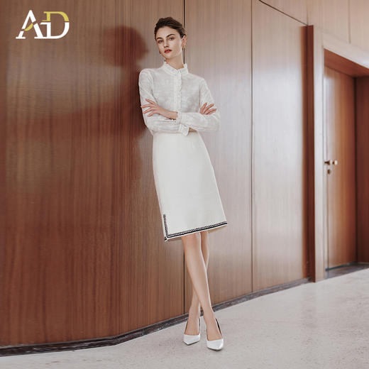 AD法式复古白色衬衫女2025新款高级感气质名媛长袖衬衣半裙两件套 商品图2