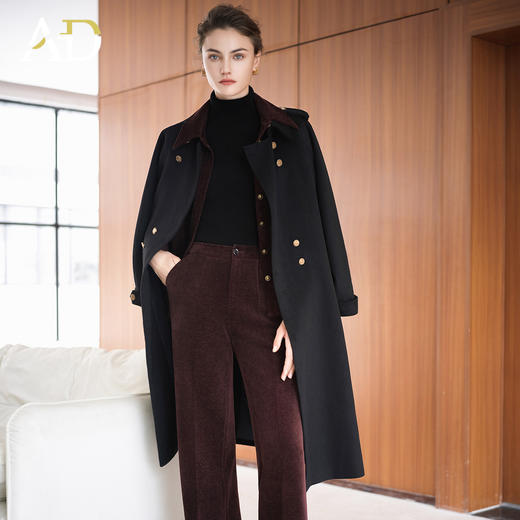 AD双面尼大衣女秋冬宽松气质毛呢外套高级感长款羊毛毛呢大衣风衣 商品图2