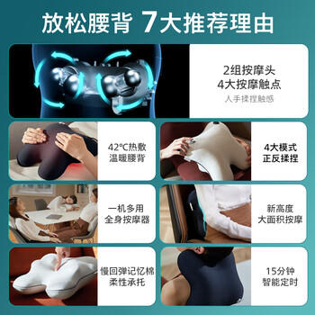 飞利浦（PHILIPS）腰部按摩器 兔子按摩抱枕肩颈腰背按摩器热敷靠背腿部按摩仪 3101B蓝 生日礼物节日礼物送朋友 /家用电器 /个护健康 /按摩器 商品图5