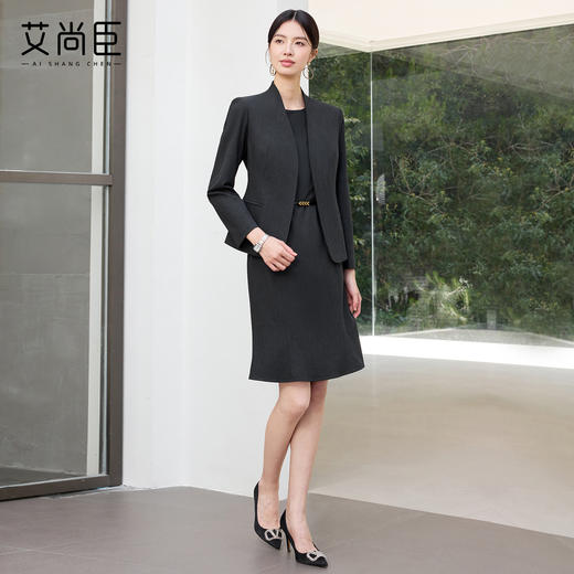 艾尚臣2025新款黑色高级感西服套装时尚气质职业装正式场合两件套 商品图4