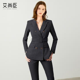 艾尚臣藏青色西装套装女2025新款秋冬职业装正式场合通勤西服套裤