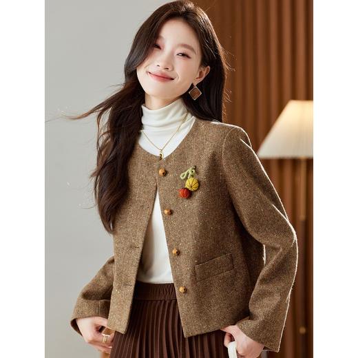 短款毛呢外套时尚显瘦，洋气减龄小香风休闲上衣HR-MJF8660 商品图0
