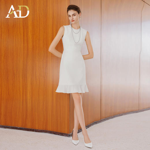 AD巨好看的早秋连衣裙2025新款无袖内搭粗花呢接拼雪纺荷叶边裙子 商品图0