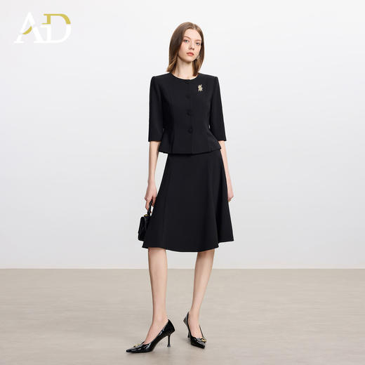 AD极简风黑色醋酸西装套装女高端职业装伞裙两件套2025新款正装 商品图0