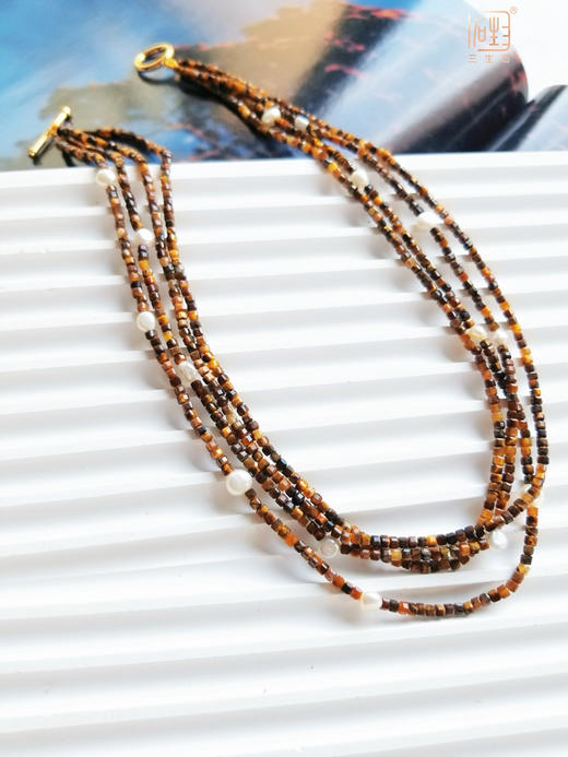 三生石美拉德色系 虎睛石巴洛克珍珠设计项链 商品图8