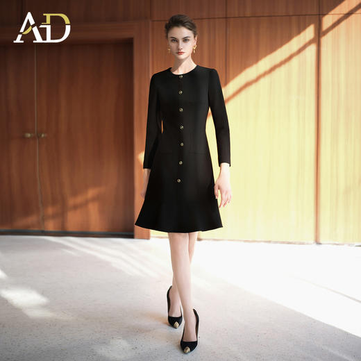 AD名媛小香风西装连衣裙女2025新款秋冬高级感轻奢圆领荷叶边裙子 商品图2