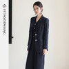 FUYAO扶摇 藏青色条纹西装套装女秋2025新款高级感西服马甲三件套 商品缩略图3
