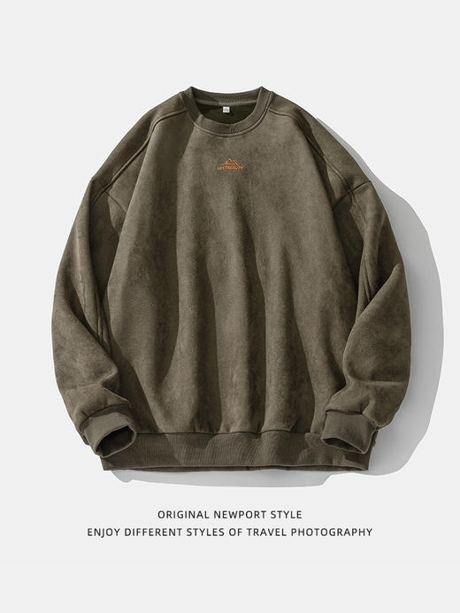 【GZ】无忧购 350G质感麂皮绒圆领卫衣男款分割设计重磅复古潮牌刺绣上衣K3776 （截单后3-5天发货） 商品图4