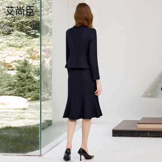 艾尚臣时尚西装套装裙女秋季新款藏青色气质西服半裙两件套工作服 商品图4