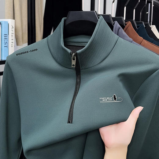 秋冬新款休闲长袖新款德绒压标拉链卫衣男士上衣 商品图5