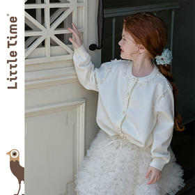 littletime女童毛衣2025秋冬新款儿童洋气繁星珍珠针织开衫女上衣