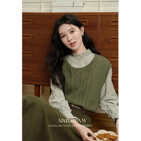 鹿向南「秋日苔藓」针织背心马甲女士2025新款秋冬季衬衫叠穿马夹