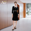 AD秋冬季收腰丝绒通勤连衣裙2025年秋冬季新款法式显瘦名媛小黑裙 商品缩略图0