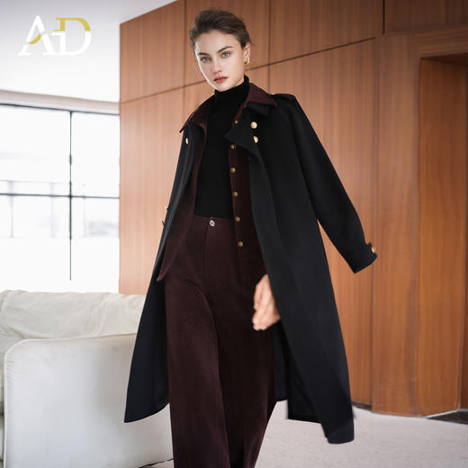 AD双面尼大衣女秋冬宽松气质毛呢外套高级感长款羊毛毛呢大衣风衣 商品图4