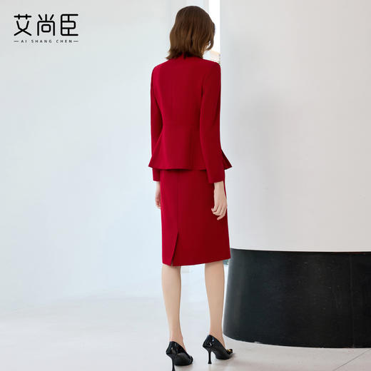 艾尚臣红色西装套裙女秋上班通勤穿搭套装高端职业气质案场工作服 商品图4