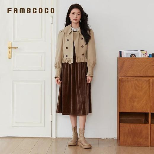 Famecoco范可儿法式花边灯笼袖短款风衣外套FAB6AV002 商品图3