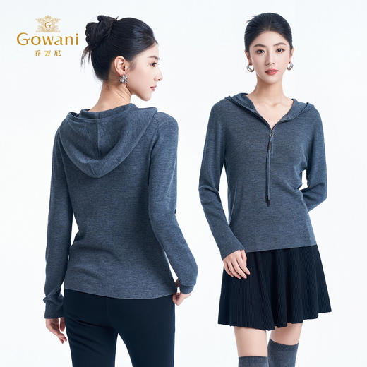 【100%绵羊毛】乔万尼2025冬新品软糯修身连帽打底羊毛衫ED4M826 商品图4