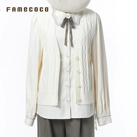 Famecoco范可儿文艺复古马夹百搭V领刺绣叠穿马甲坎肩FAB6CA006 商品图3