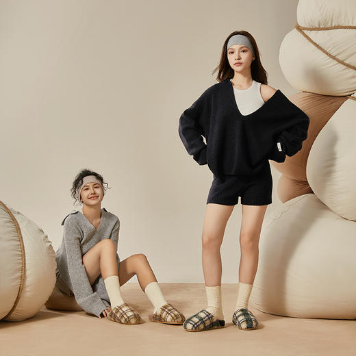 【云优选】朴西 南星棉拖鞋 女复古格纹冬季保暖家居室内情侣防滑家用毛绒拖鞋【预售】预计5天后发出 商品图4